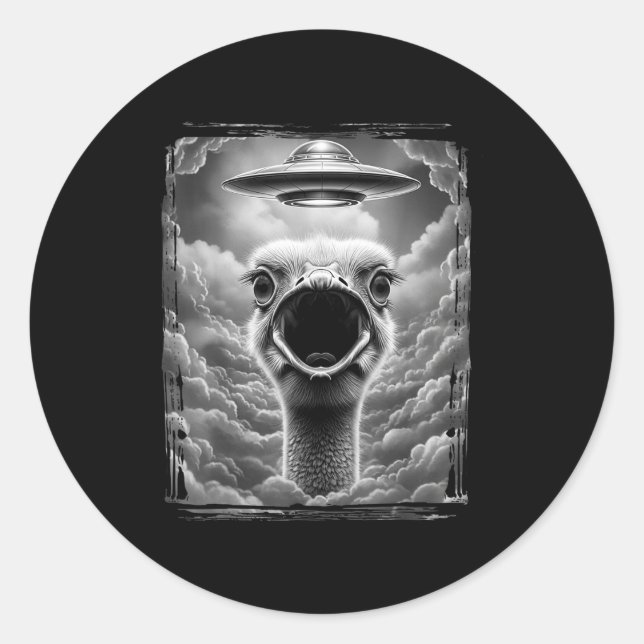 Funny Alien Turkey Ufo Selfie Thanksgiving Men Wom Classic Round Sticker (Front)