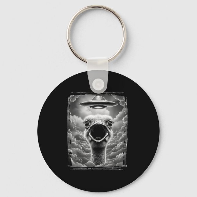 Funny Alien Turkey Ufo Selfie Thanksgiving Men Wom Keychain (Front)