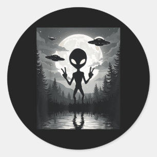 Funny Alien Uap Extraterrestrial Ufos Cosmic Enthu Classic Round Sticker