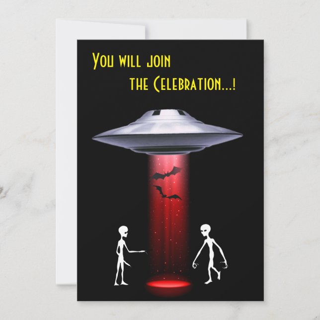 Funny Alien 🎅🛸 UFO Halloween Party Invitation (Front)