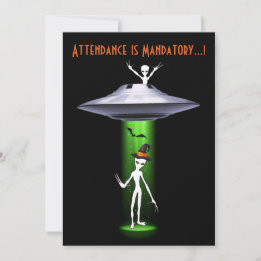 Funny Alien 🎅🛸 UFO Halloween Party Invitation