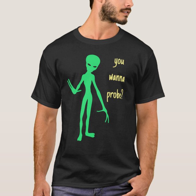 Funny Alien 🎅🛸 UFO Halloween Party T-Shirt (Front)