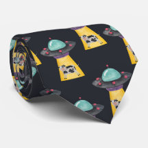 Funny Alien UFO Neck Tie