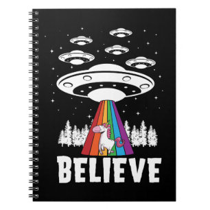 Funny Alien UFO Rainbow Unicorn Apparel Notebook