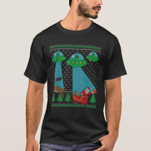 Funny Alien UFO Santa Sleigh Ugly Christmas Sweate T-Shirt