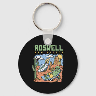 Funny Alien Vacation In Roswell New Mexico Desert Keychain
