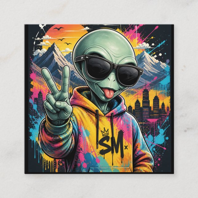 Funny Alien Vibes Enclosure Card (Front)