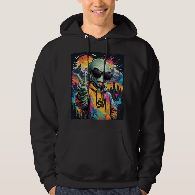 Funny Alien Vibes Hoodie (Front)