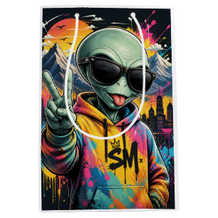Funny Alien Vibes Medium Gift Bag