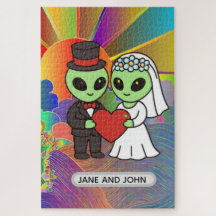 Funny Alien Wedding Couple Rainbow Kids Gift