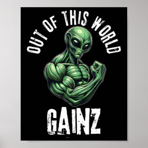 Funny Alien Weightlifting Workout Gym Training  Poster