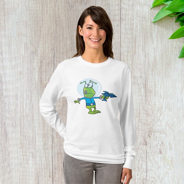 Funny Alien with Ray Gun Sci-Fi Space Invader  T-Shirt (Creator Uploaded)