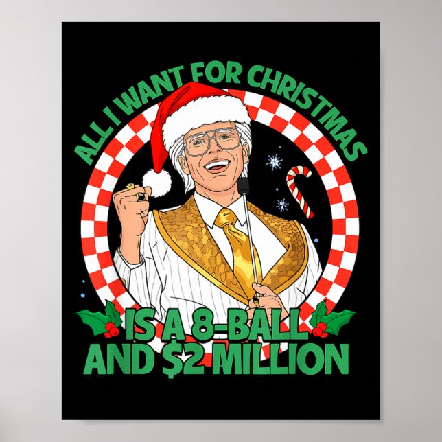 Funny All I Want For Christmas 8 Ball And 2 Millio Poster (Front)