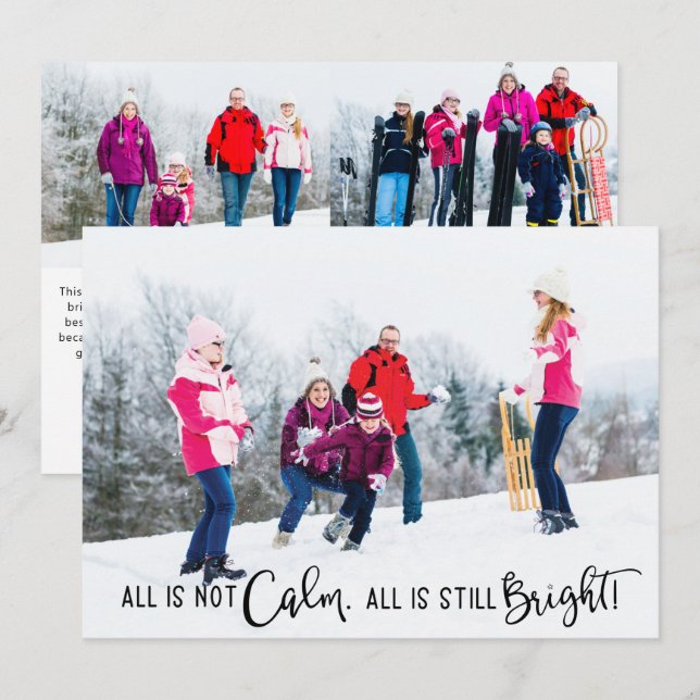Funny All is Not Calm Holiday Photo Card (Front/Back)