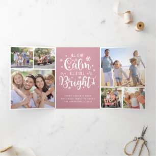 Funny All is Not Calm Photo Collage Tri-Fold Holid Holiday Card