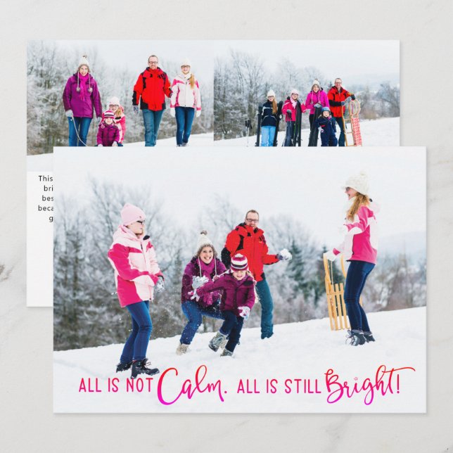 Funny All is Not Calm Rainbow Holiday Photo Card (Front/Back)
