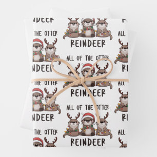 Funny All Of The Otter Reindeer Christmas Animal  Wrapping Paper Sheet