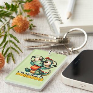 Funny allergic mornings dragon keychain