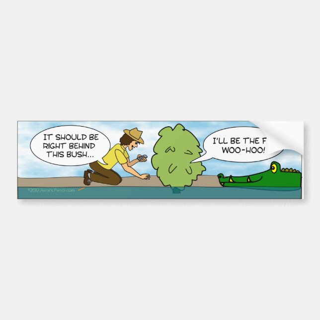 Funny Alligator Cache Geocaching Bumper Sticker (Front)