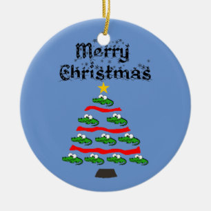 Funny Alligator Christmas Tree Cartoon Ceramic Ornament