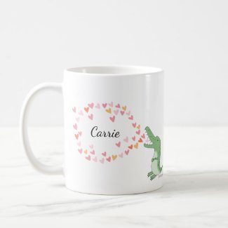 Funny Alligator Crocodile Heart Cute Custom Name Coffee Mug