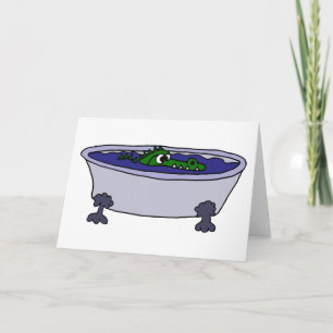 Funny Alligator in a Bathtub Cartoon Card