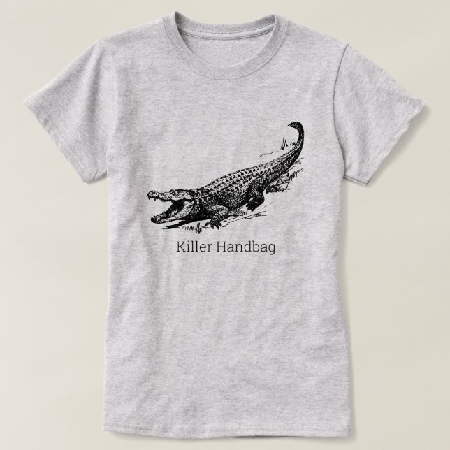 Funny Alligator KILLER HANDBAG T-Shirt (Design Front)
