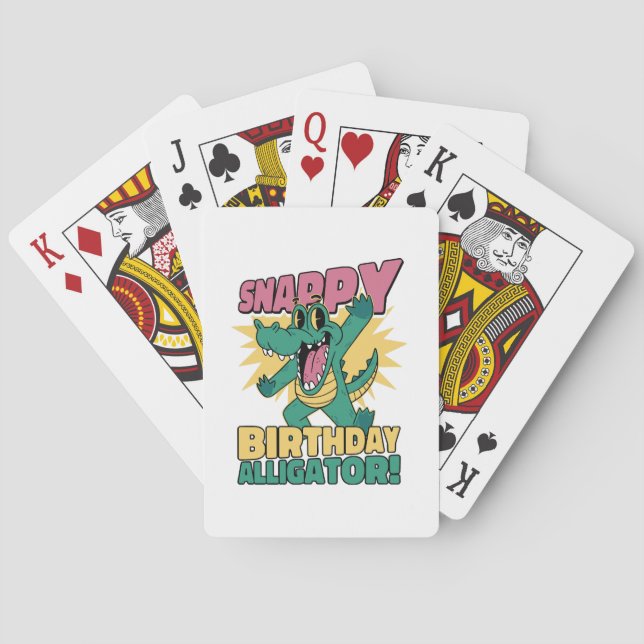 Funny Alligator Lover and Birthday Crocodile Gator Playing Cards (Back)