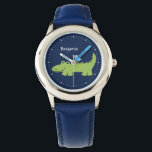 Funny Alligator Personalized Watch<br><div class="desc">This fun watch features a sweet vector illustration of a cute alligator,  and can be personalized with your child's name,  monogram,  initial,  or any text of your choice for a perfect custom gift.</div>