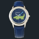 Funny Alligator Personalized Watch<br><div class="desc">This fun watch features a sweet vector illustration of a cute alligator,  and can be personalized with your child's name,  monogram,  initial,  or any text of your choice for a perfect custom gift.</div>