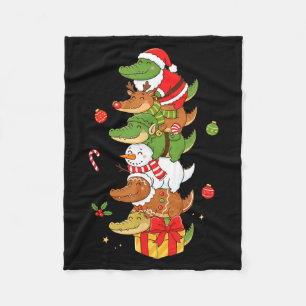 Funny Alligator Santa Elf Snowman Christmas Womens Fleece Blanket