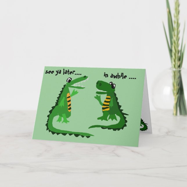 Funny Alligator Talking to Crocodile Card (Front)
