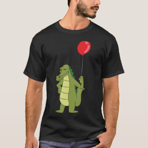 Funny Alligator With Balloon Crocodile Birthday T-Shirt