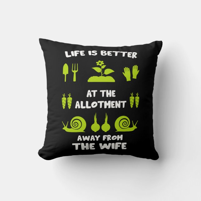 Funny Allotment Gardening Throw Pillow (Front)
