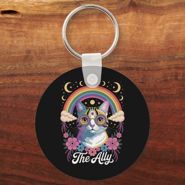 Funny Ally Ca Pride Sunglasses Gay Pride LGBTQ  Keychain (Front)