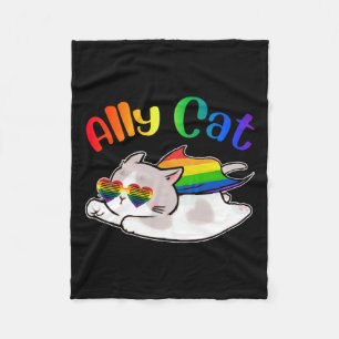 Funny Ally Cat Purride Lgbtq Gay Pride Month Women Fleece Blanket