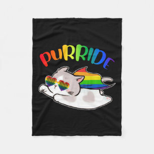 Funny Ally Cat Purride Lgbtq Gay Pride Rainbow Kid Fleece Blanket