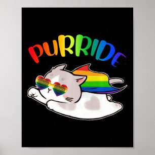 Funny Ally Cat Purride Lgbtq Gay Pride Rainbow Kid Poster