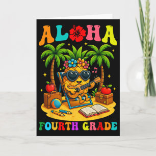Funny Aloha 4th Grade Student First Day Of School Card
