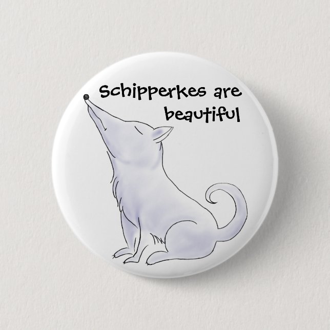 Funny Aloof Schipperke Dog Cartoon 2 Inch Round Button (Front)