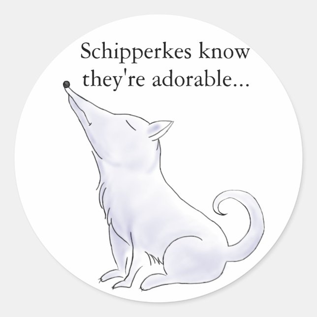 Funny Aloof Schipperke Dog Cartoon Classic Round Sticker (Front)