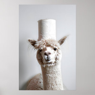 Funny Alpaca Bathroom Wall Art, Hilarious Alpaca Poster