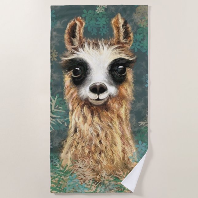 Funny Alpaca Beach Towel (Front)