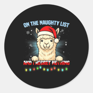 Funny Alpaca Christmas Santa Hat Xmas Men Women Ki Classic Round Sticker