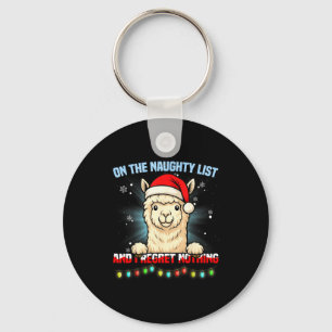 Funny Alpaca Christmas Santa Hat Xmas Men Women Ki Keychain