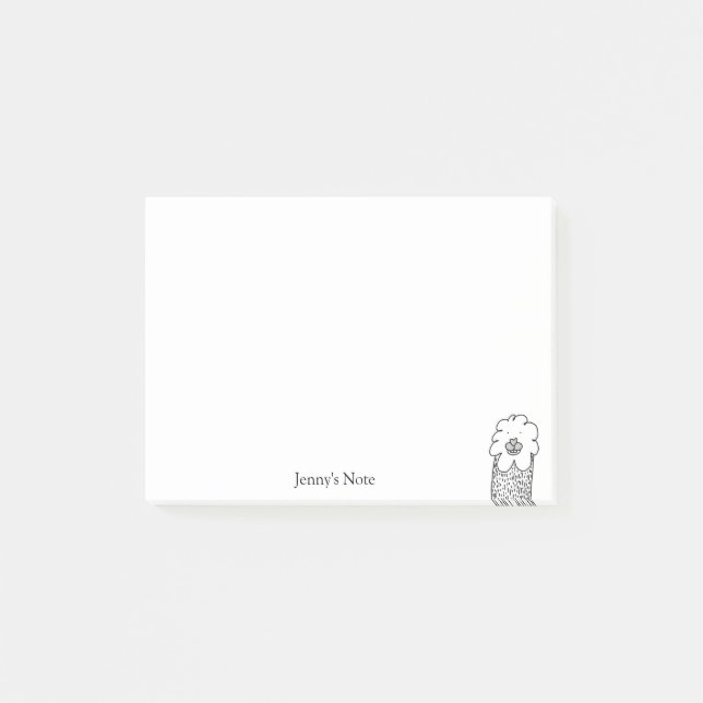 Funny Alpaca llama Illustration Custom Name Post-i Post-it Notes (Front)