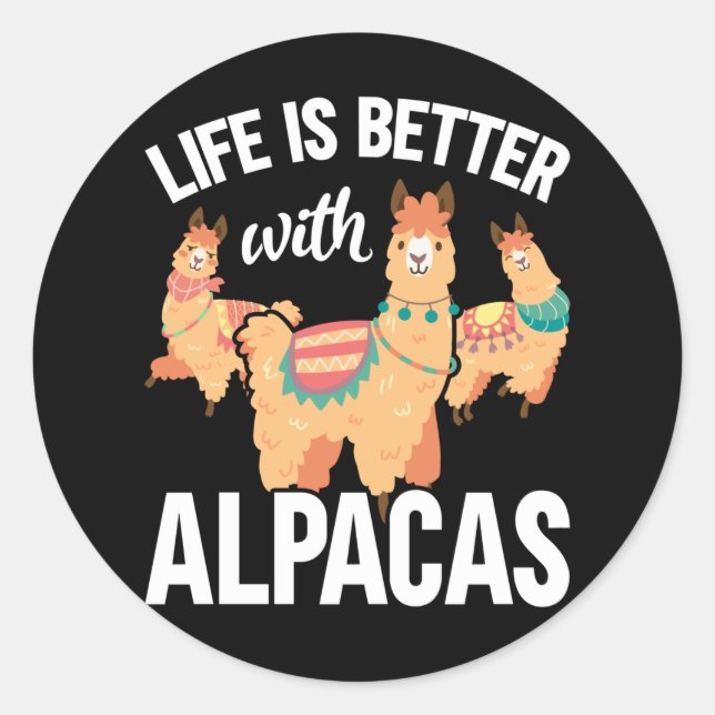Funny Alpaca lover Classic Round Sticker (Front)