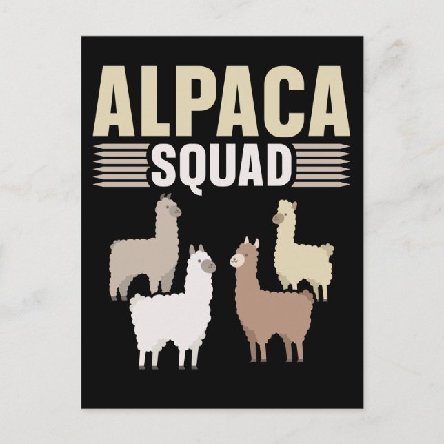 Funny Alpaca Squad Animal Lover Postcard (Front)