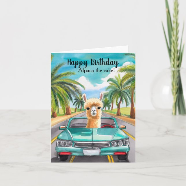 Funny Alpaca The Cake Birthday Card (Front)