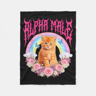 Funny Alpha Male Cute Cat Kitten Meme Women Fleece Blanket